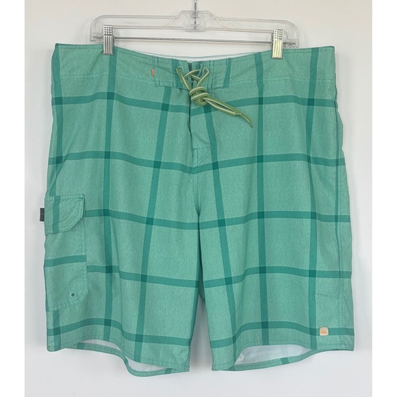 Quiksilver Other - Quiksilver Waterman Collection Mens Green Plaid Board Shorts Cargo Size 38